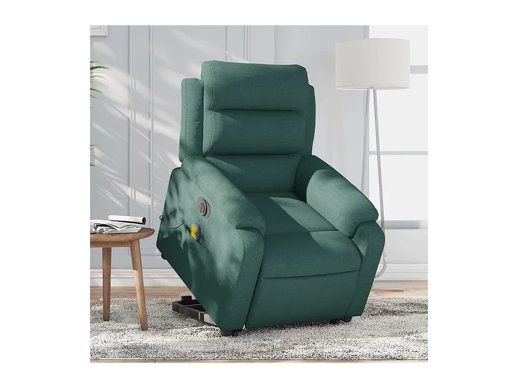 Fauteuil inclinable de massage électrique Vert foncé Tissu