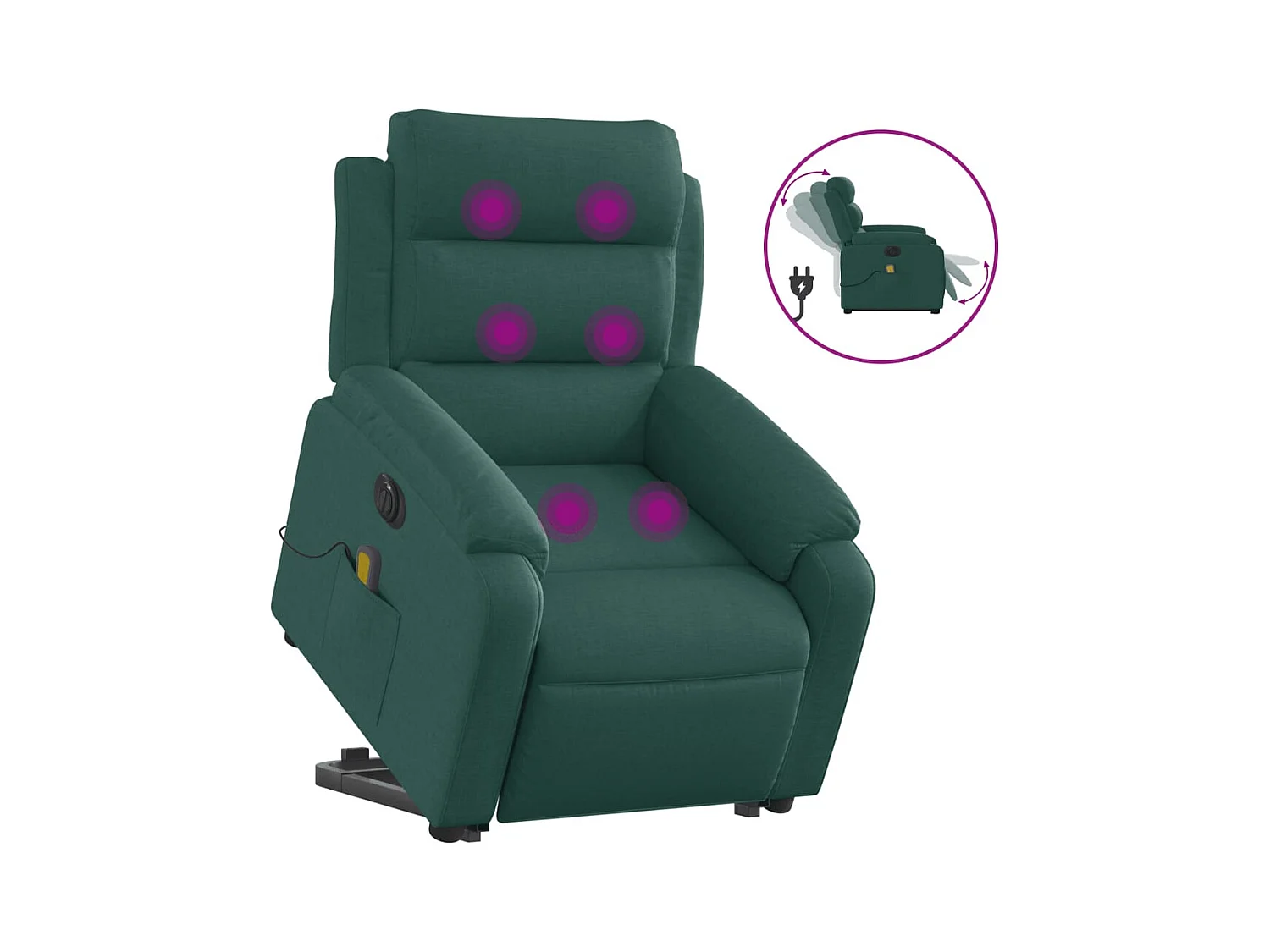Fauteuil inclinable de massage électrique Vert foncé Tissu