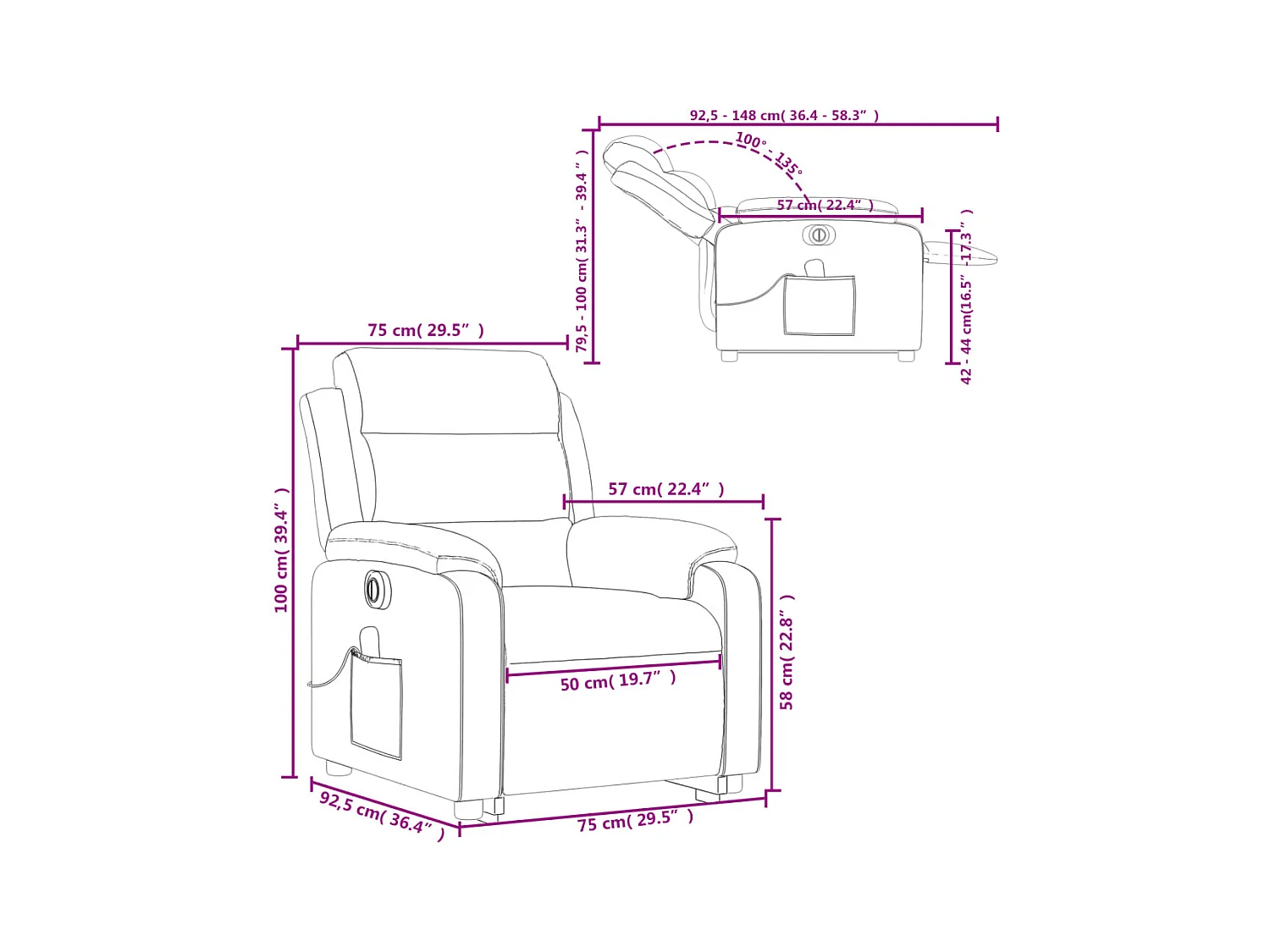 Fauteuil inclinable de massage électrique Vert foncé Tissu