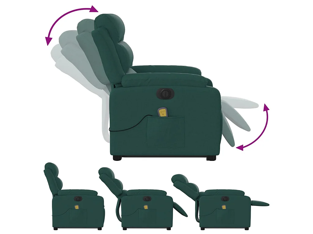 Poltrona Alzapersona Massaggiante Elettrica Verde Scuro Tessuto