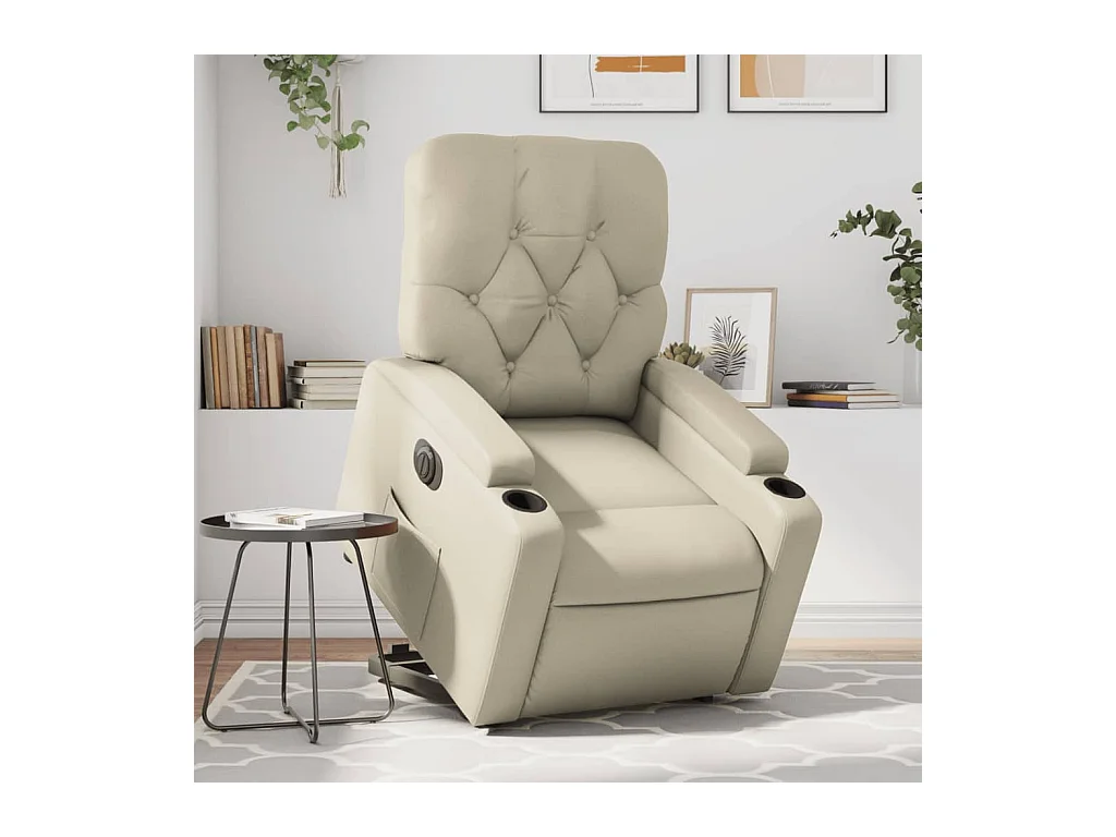 Fauteuil inclinable électrique crème similicuir