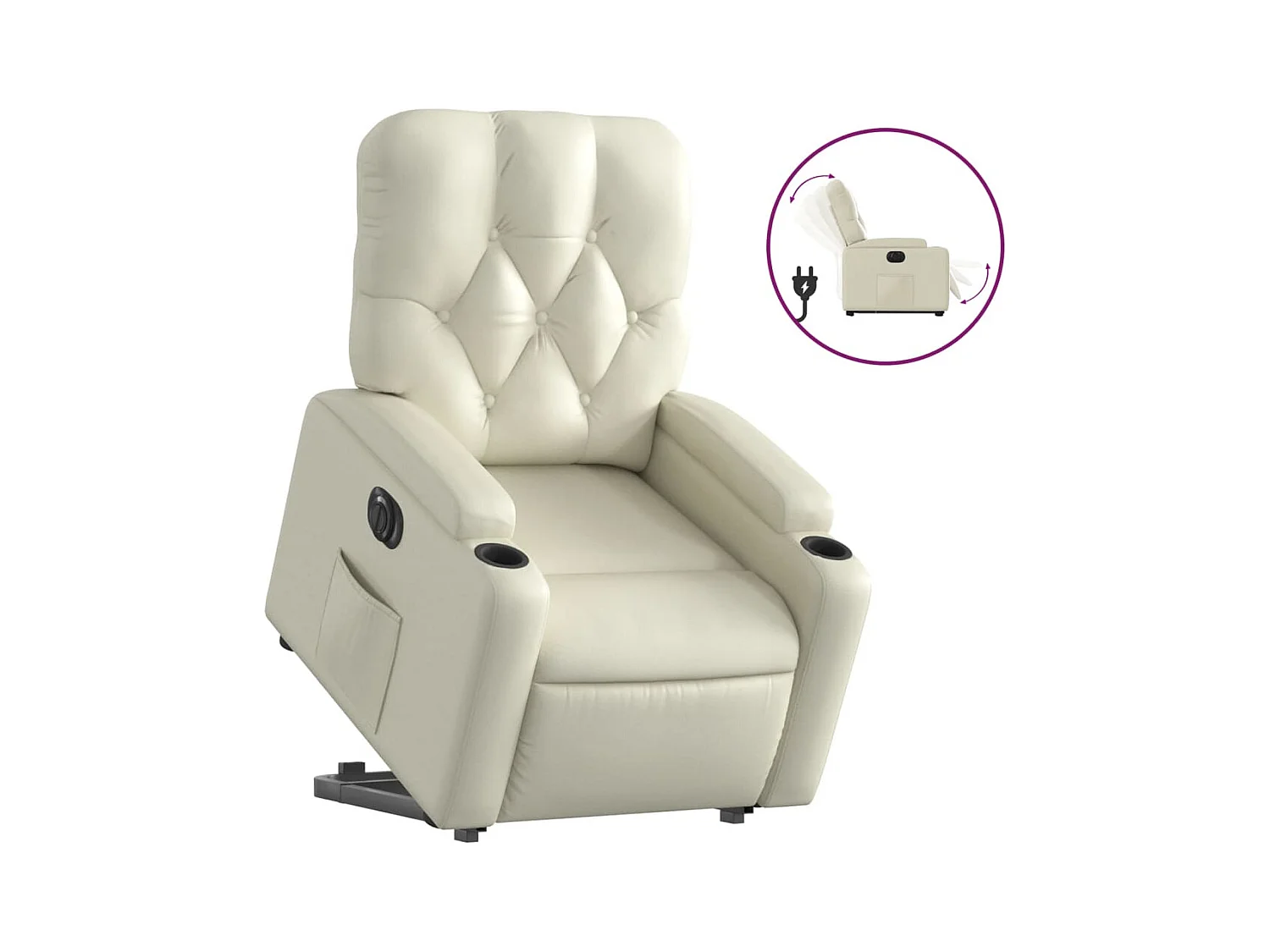 Fauteuil inclinable électrique crème similicuir