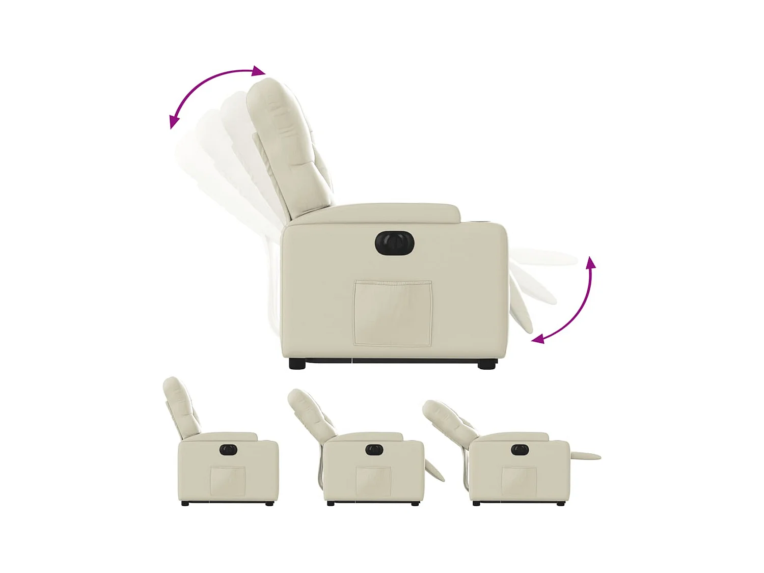 Fauteuil inclinable électrique crème similicuir