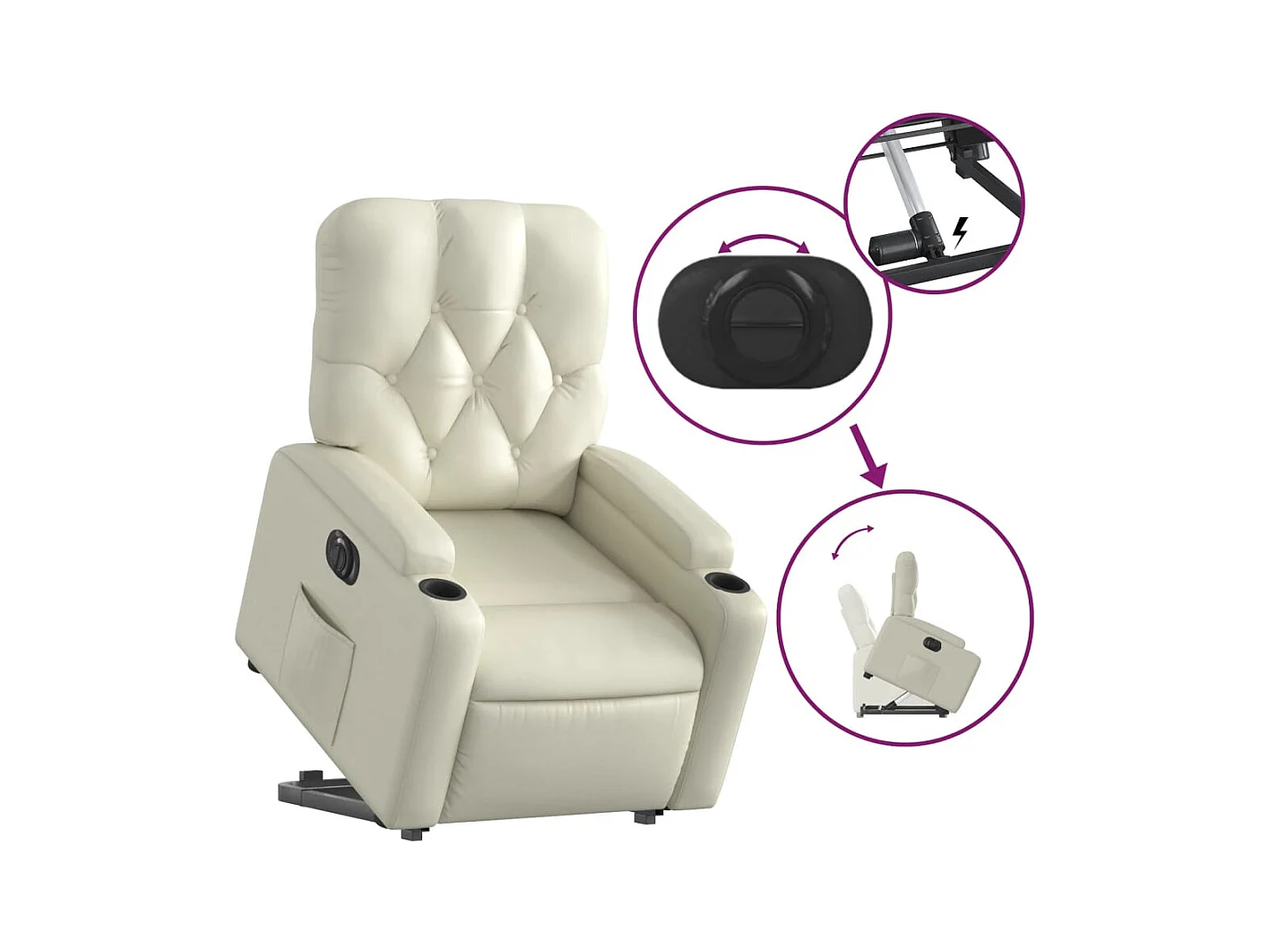 Fauteuil inclinable électrique crème similicuir