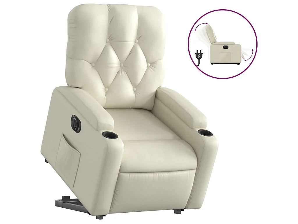 Fauteuil inclinable électrique crème similicuir