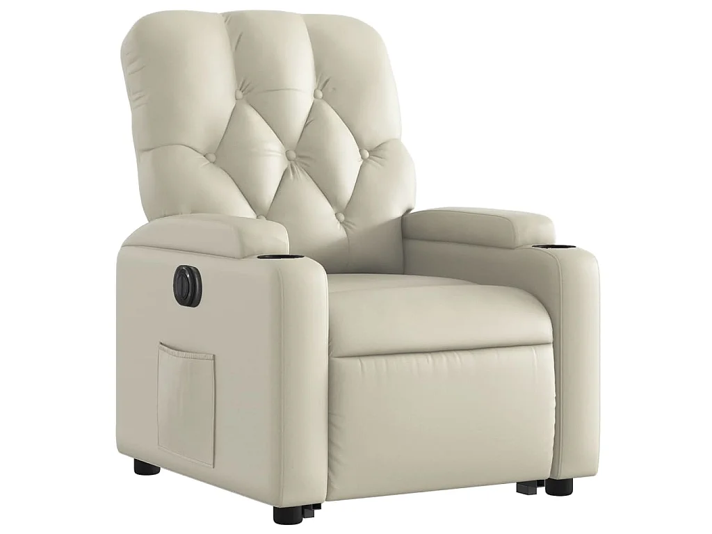 Fauteuil inclinable électrique crème similicuir