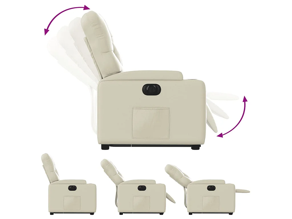 Fauteuil inclinable électrique crème similicuir