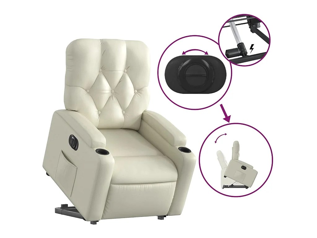 Fauteuil inclinable électrique crème similicuir