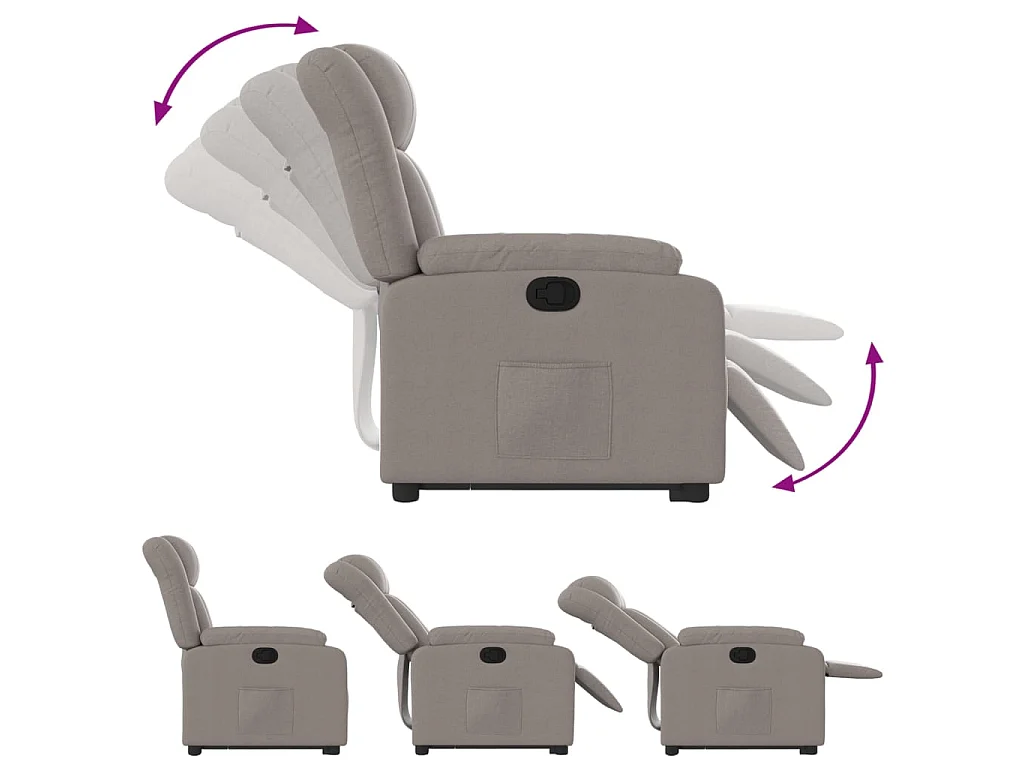 Fauteuil inclinable taupe tissu