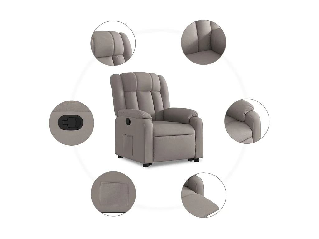 Fauteuil inclinable taupe tissu
