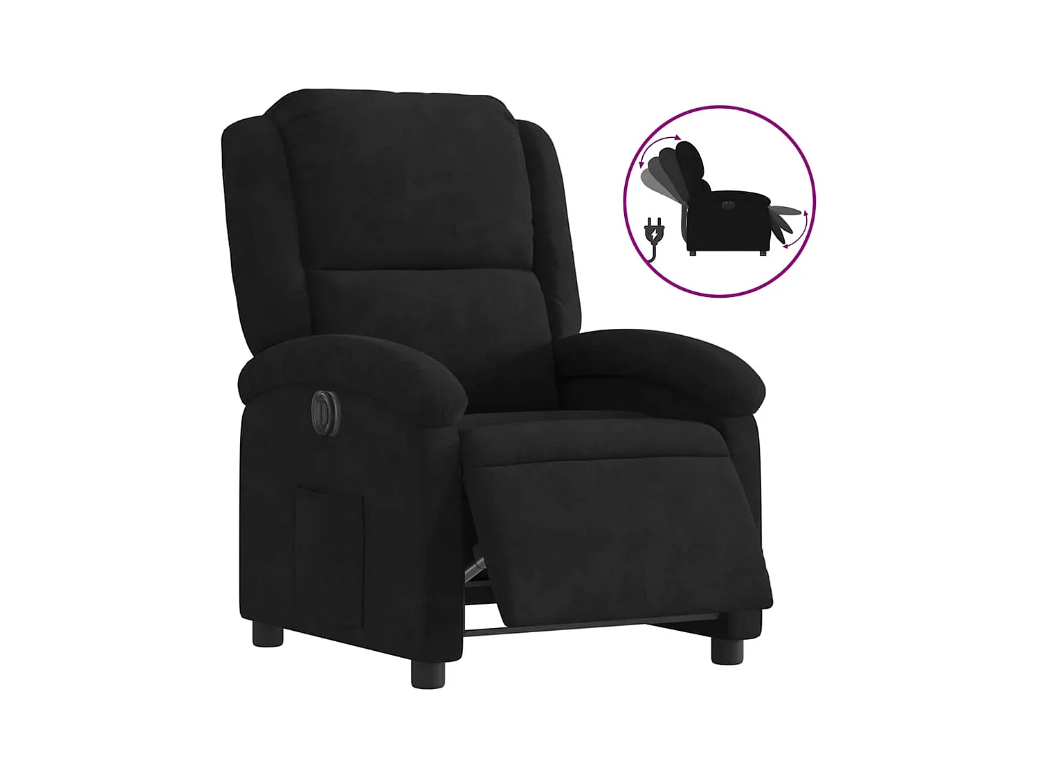 Fauteuil verstelbaar elektrisch stof zwart