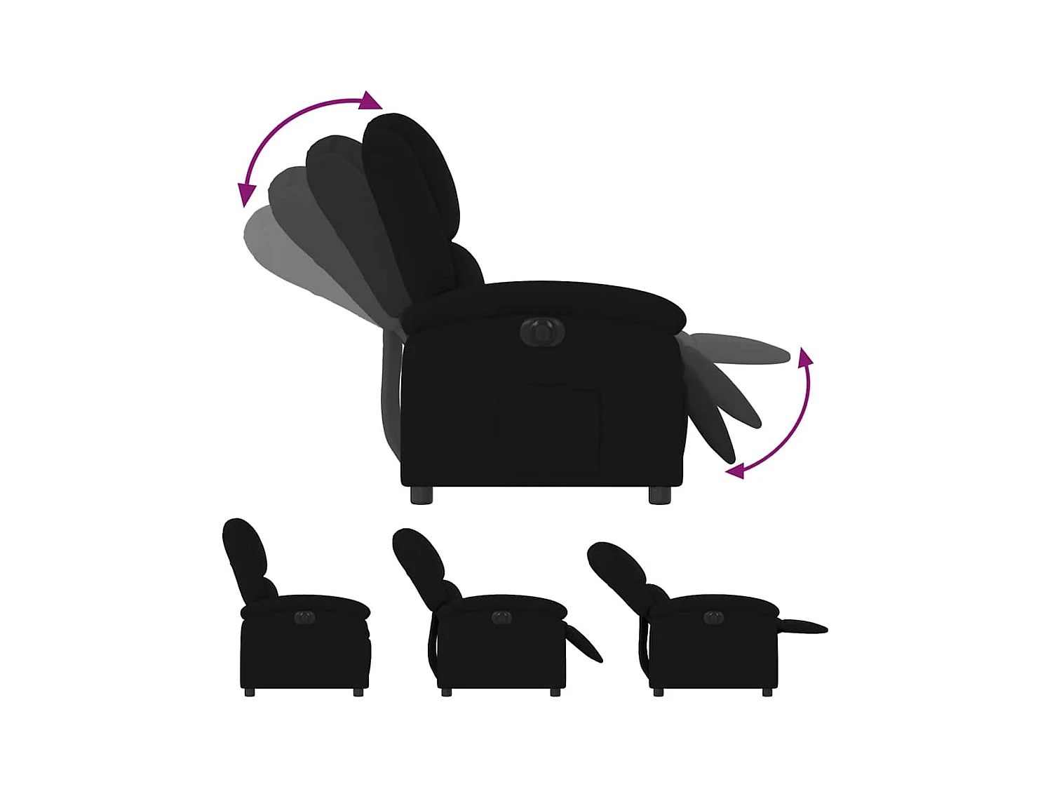 Fauteuil verstelbaar elektrisch stof zwart