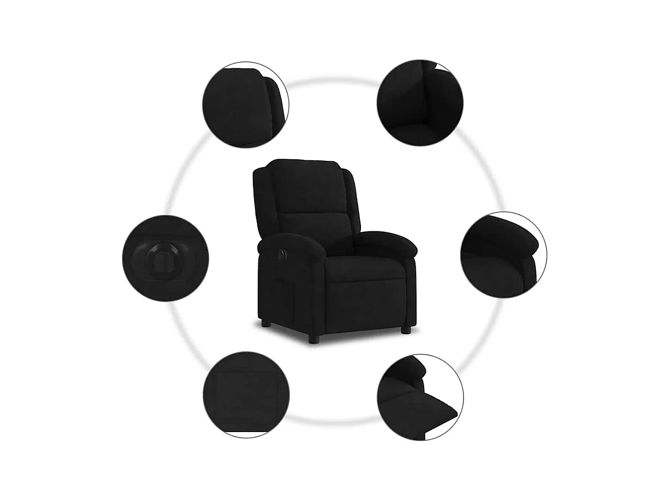 Fauteuil verstelbaar elektrisch stof zwart