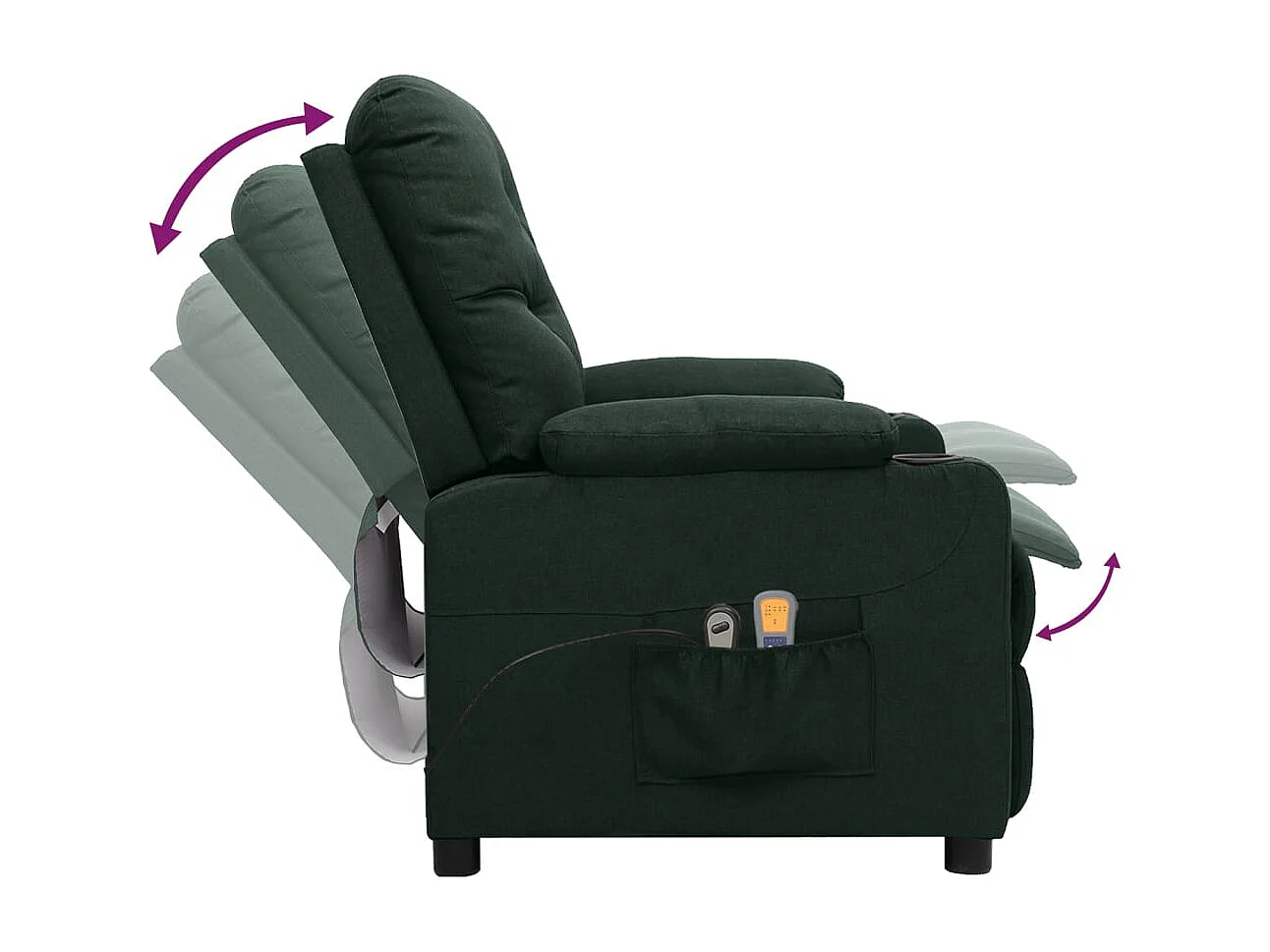 Poltrona de massagens elétrica tecido verde-escuro