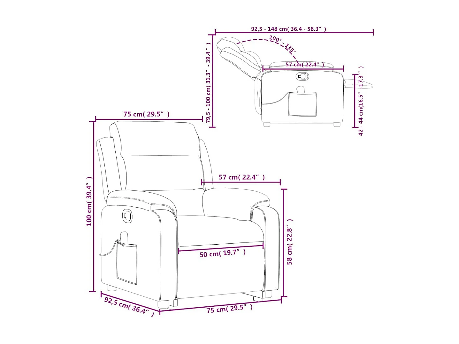 Fauteuil de massage inclinable Jaune Velours