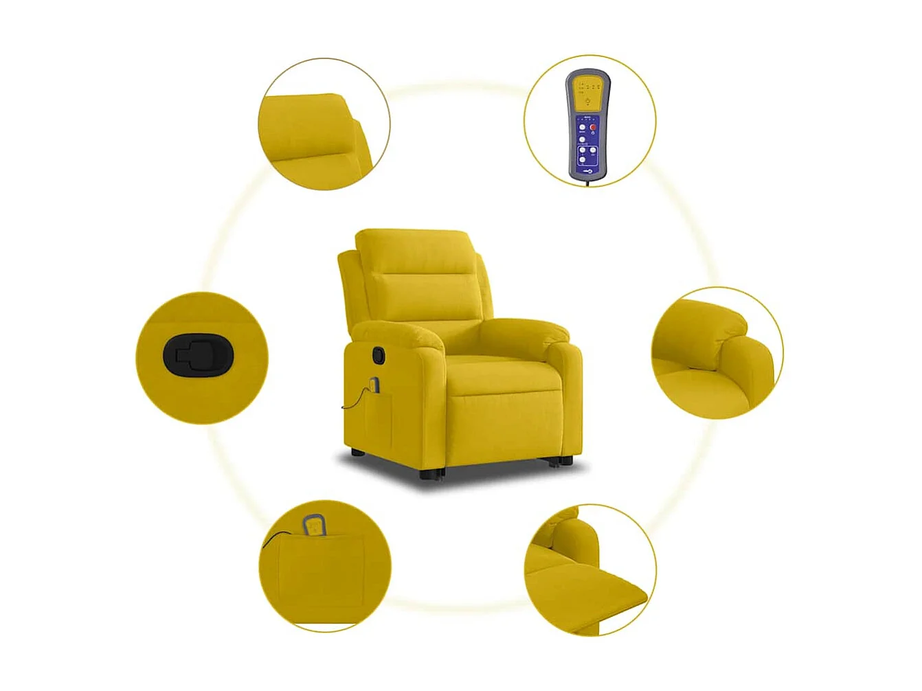 Fauteuil de massage inclinable Jaune Velours