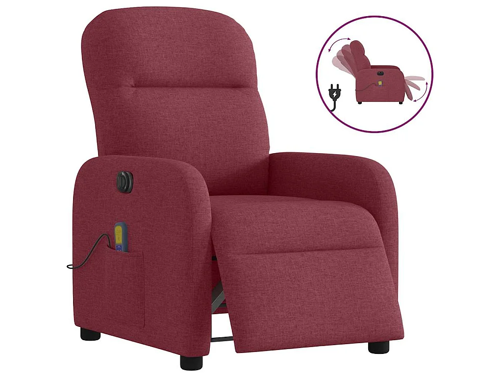 Fauteuil de massage inclinable électrique Rouge bordeaux Tissu