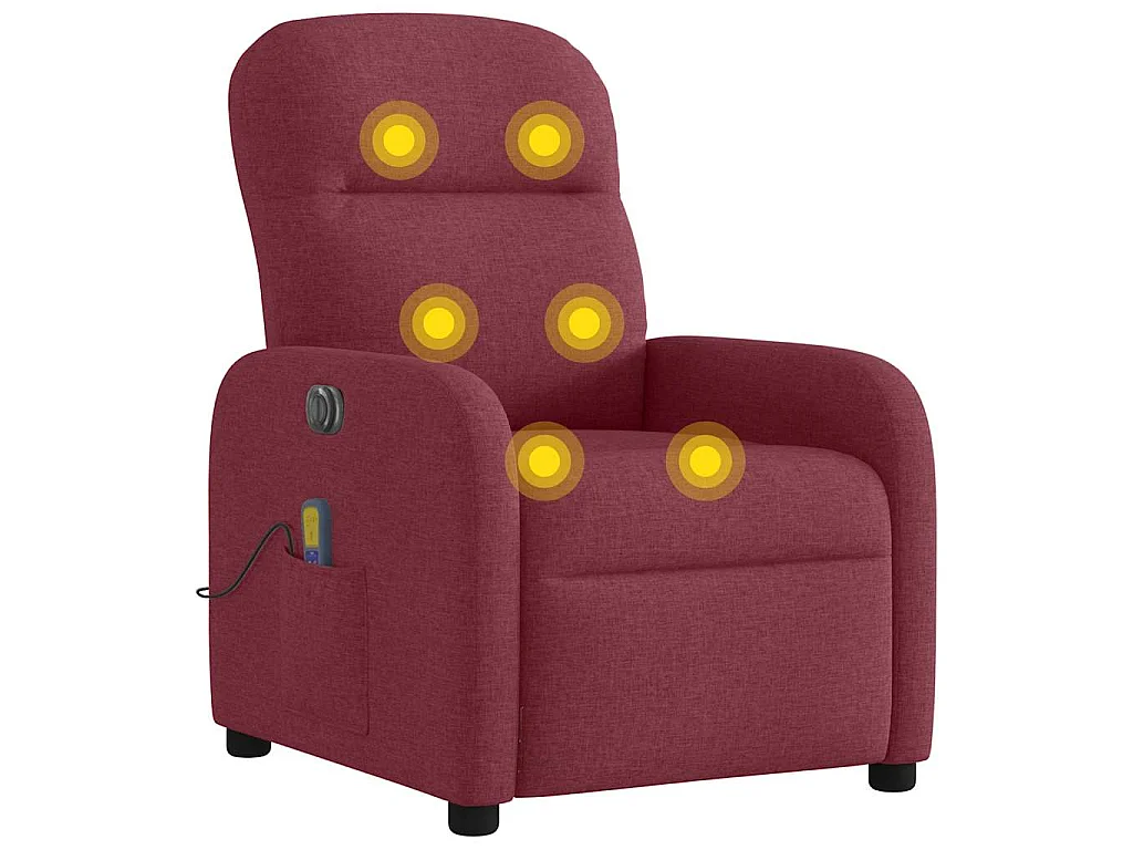 Fauteuil de massage inclinable électrique Rouge bordeaux Tissu