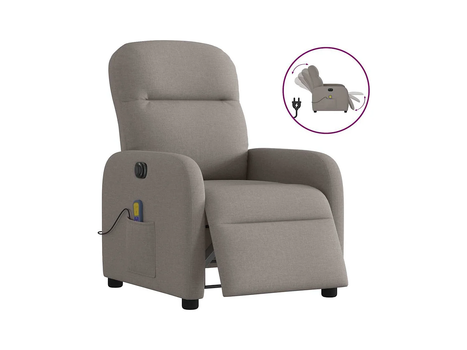 Fauteuil de massage inclinable électrique Taupe Tissu