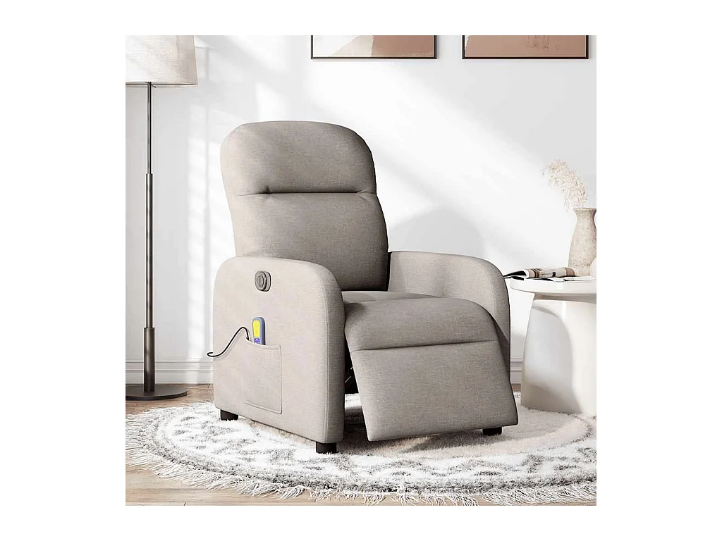 Fauteuil de massage inclinable électrique Taupe Tissu