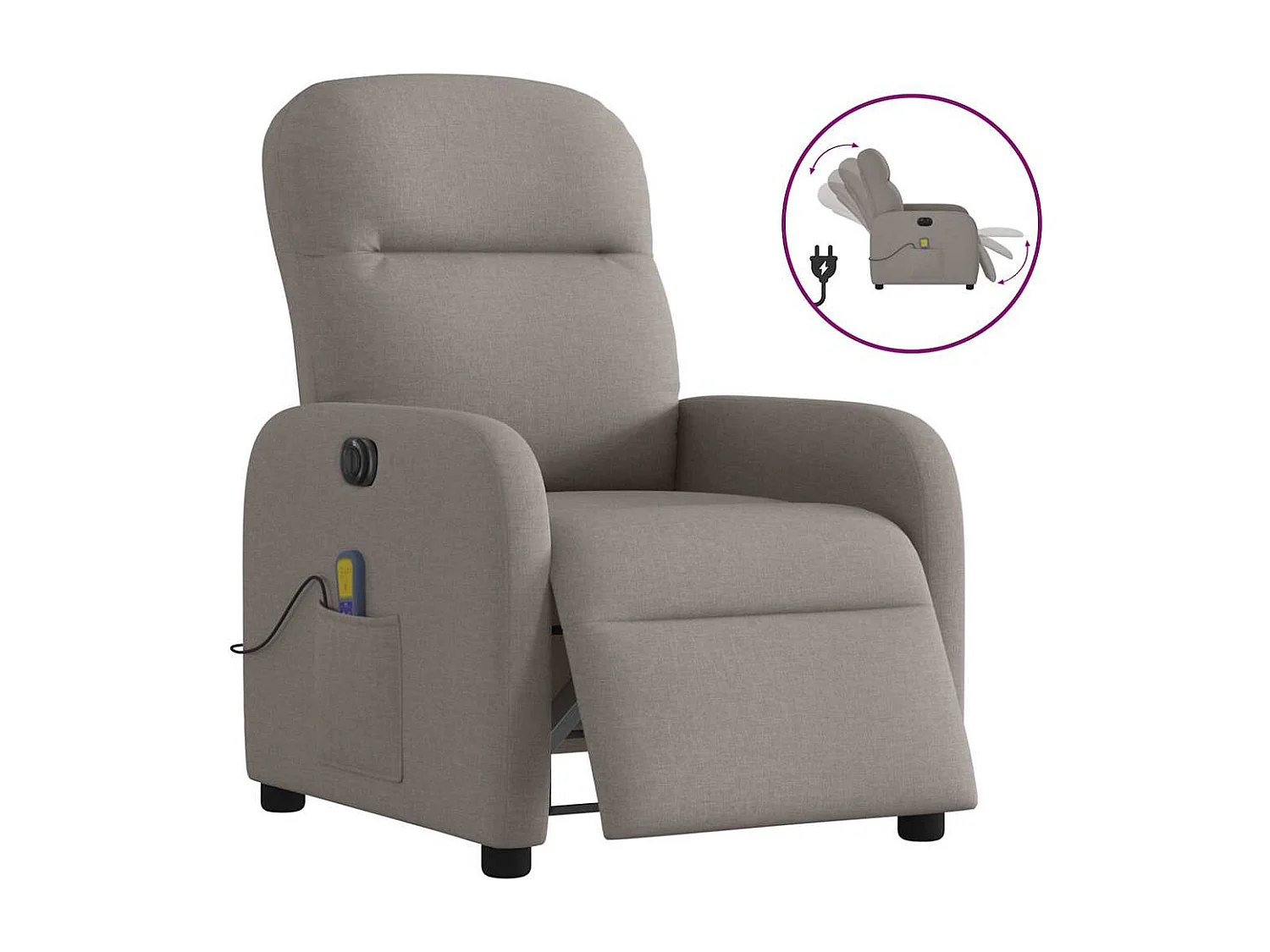 Fauteuil de massage inclinable électrique Taupe Tissu