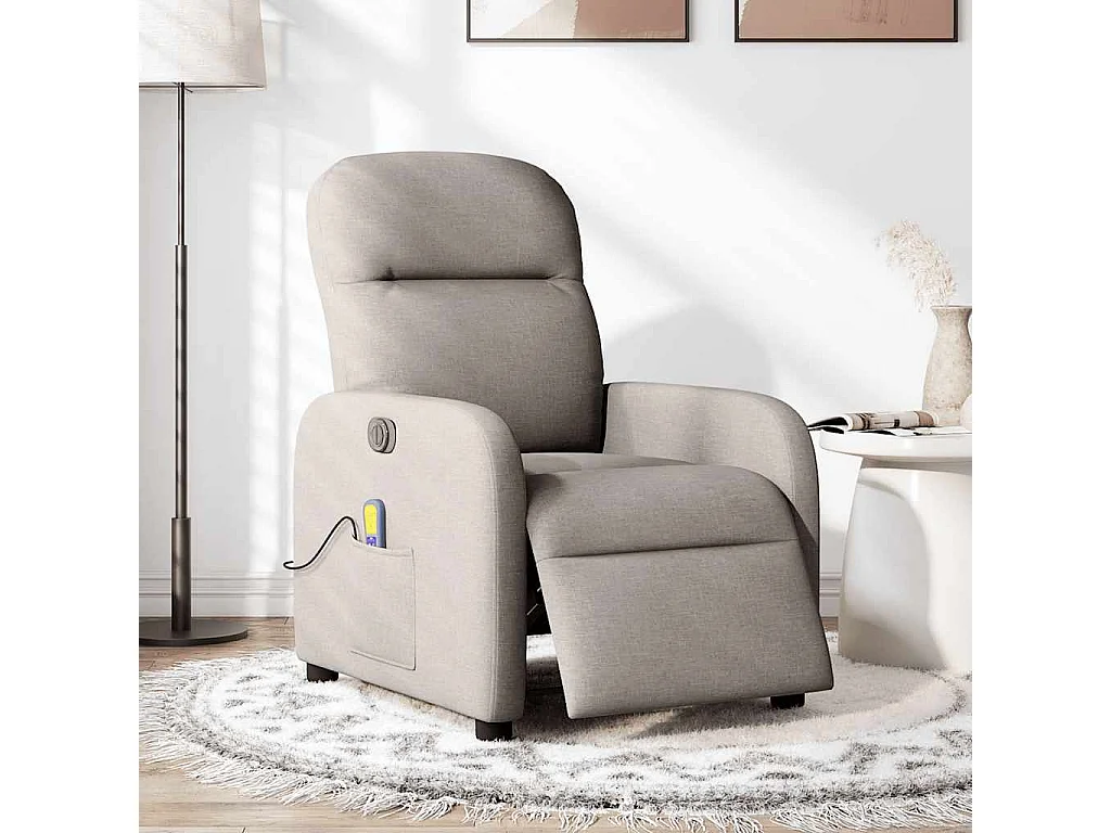 Fauteuil de massage inclinable électrique Taupe Tissu