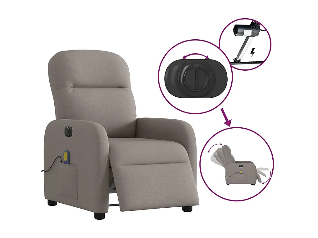 Massagestoel elektrisch verstelbaar stof taupe