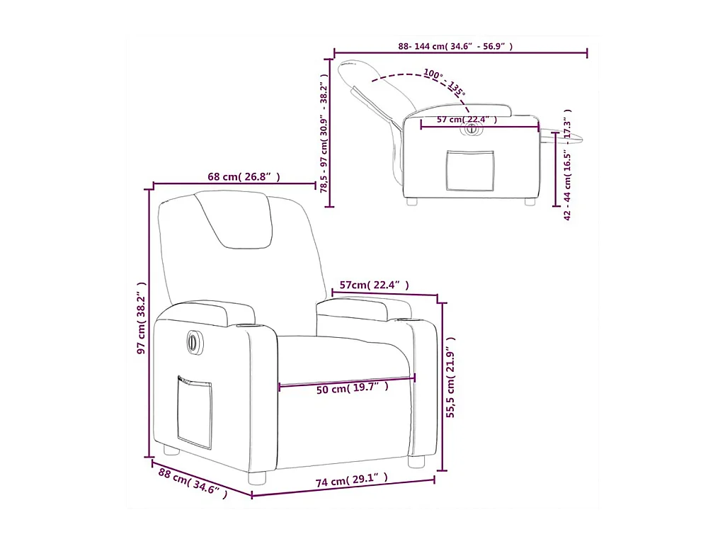 Fauteuil inclinable électrique Vert foncé Tissu