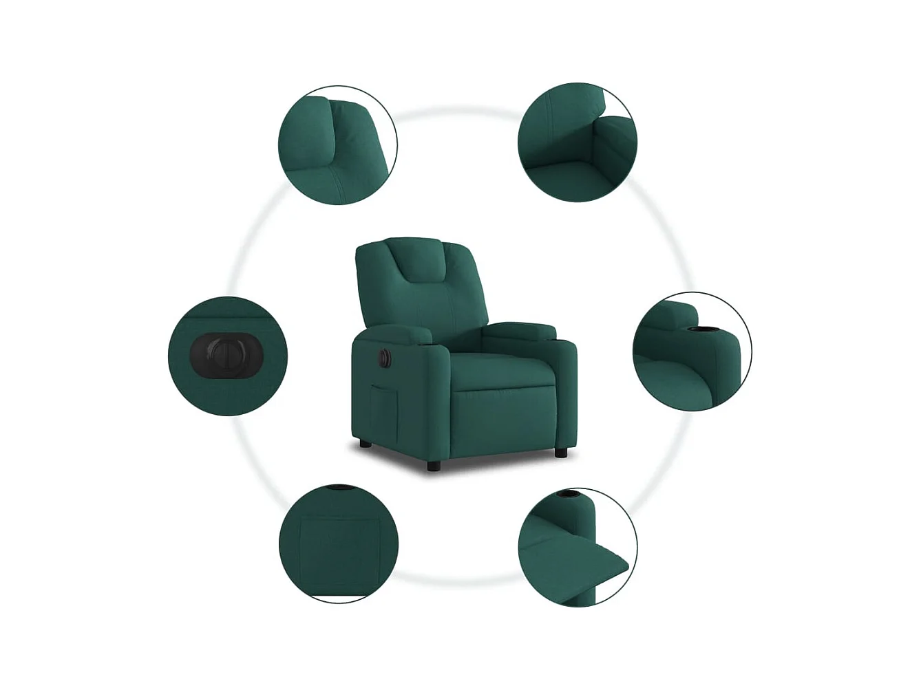 Fauteuil inclinable électrique Vert foncé Tissu