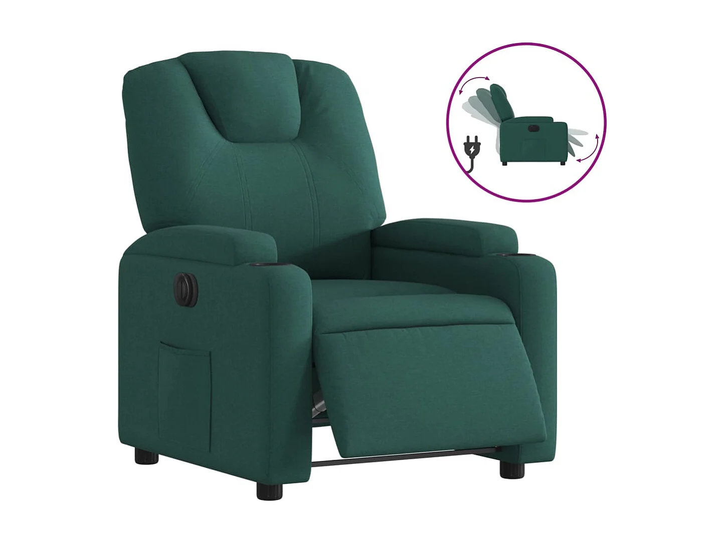 Fauteuil inclinable électrique Vert foncé Tissu