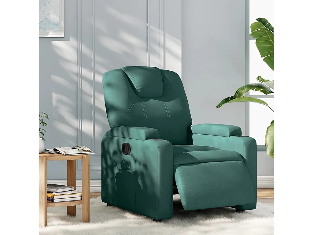 Fauteuil inclinable électrique Vert foncé Tissu