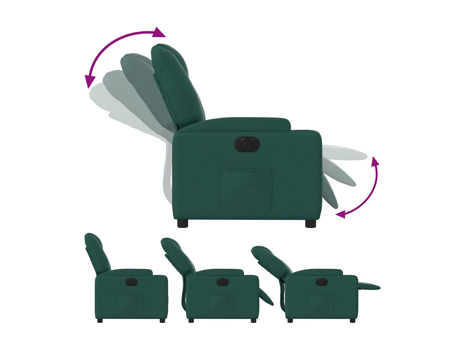 Fauteuil inclinable électrique Vert foncé Tissu