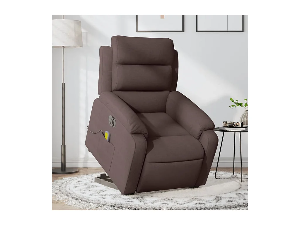 Fauteuil inclinable de massage électrique Marron foncé Tissu