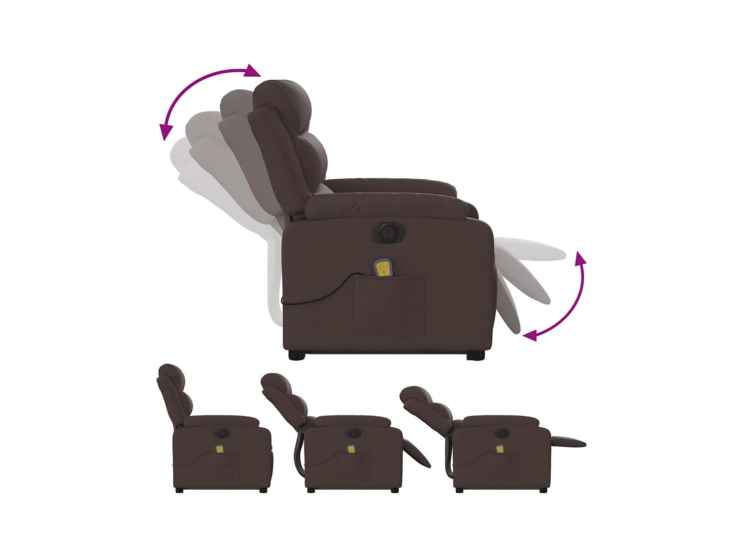 Fauteuil inclinable de massage électrique Marron foncé Tissu