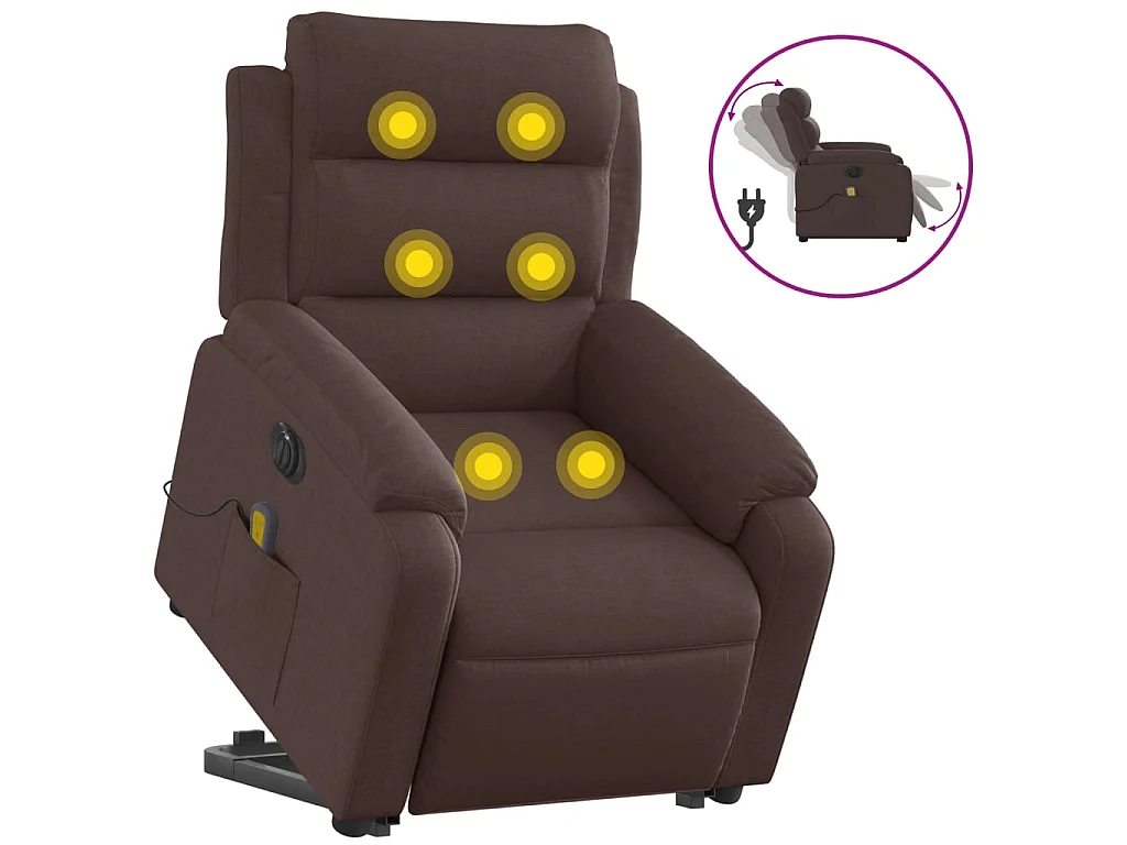 Fauteuil inclinable de massage électrique Marron foncé Tissu