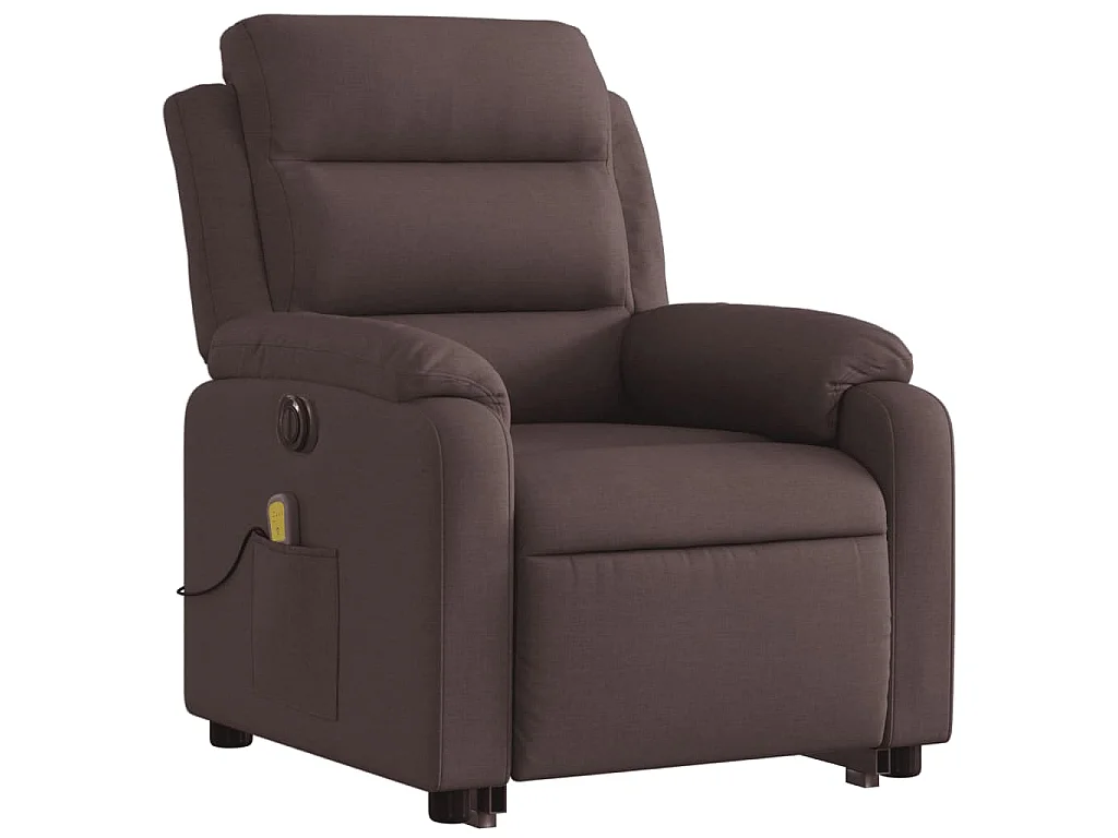 Fauteuil inclinable de massage électrique Marron foncé Tissu