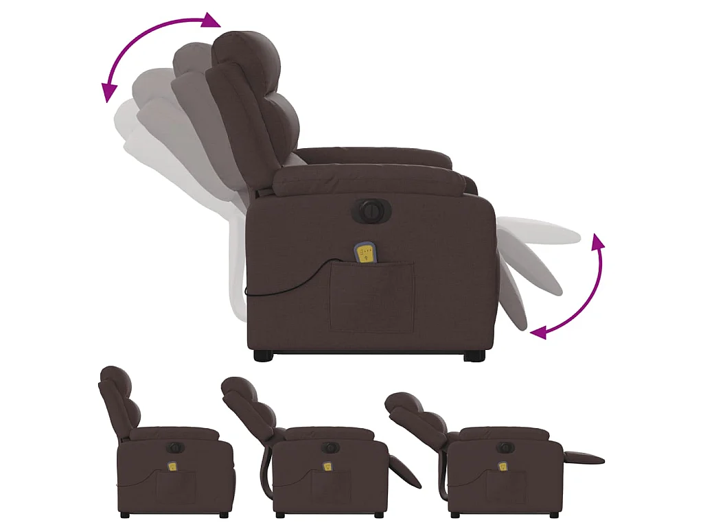 Fauteuil inclinable de massage électrique Marron foncé Tissu