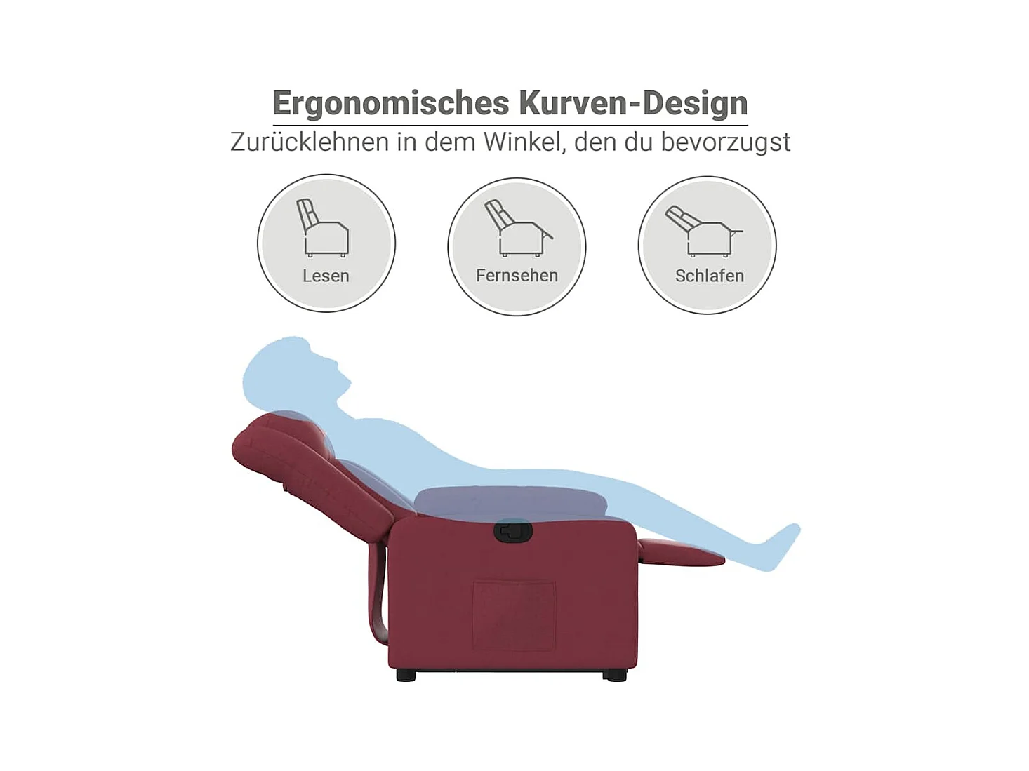 Fauteuil inclinable rouge bordeaux tissu