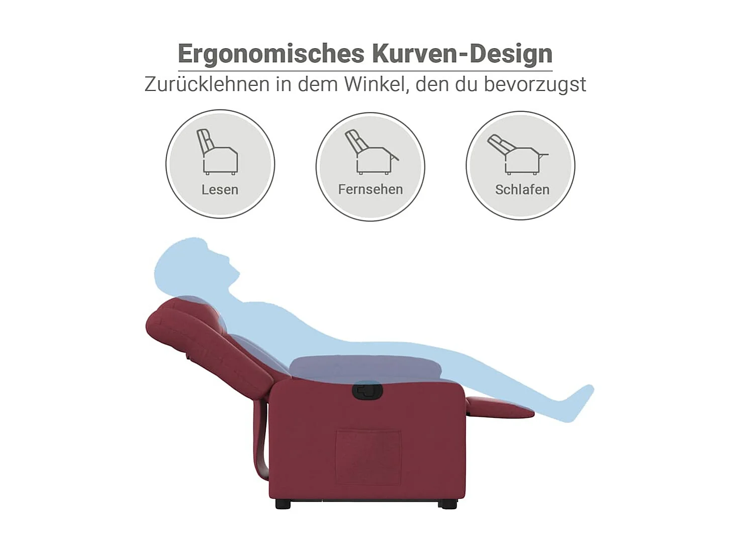 Relaxsessel mit Aufstehhilfe Weinrot Stoff