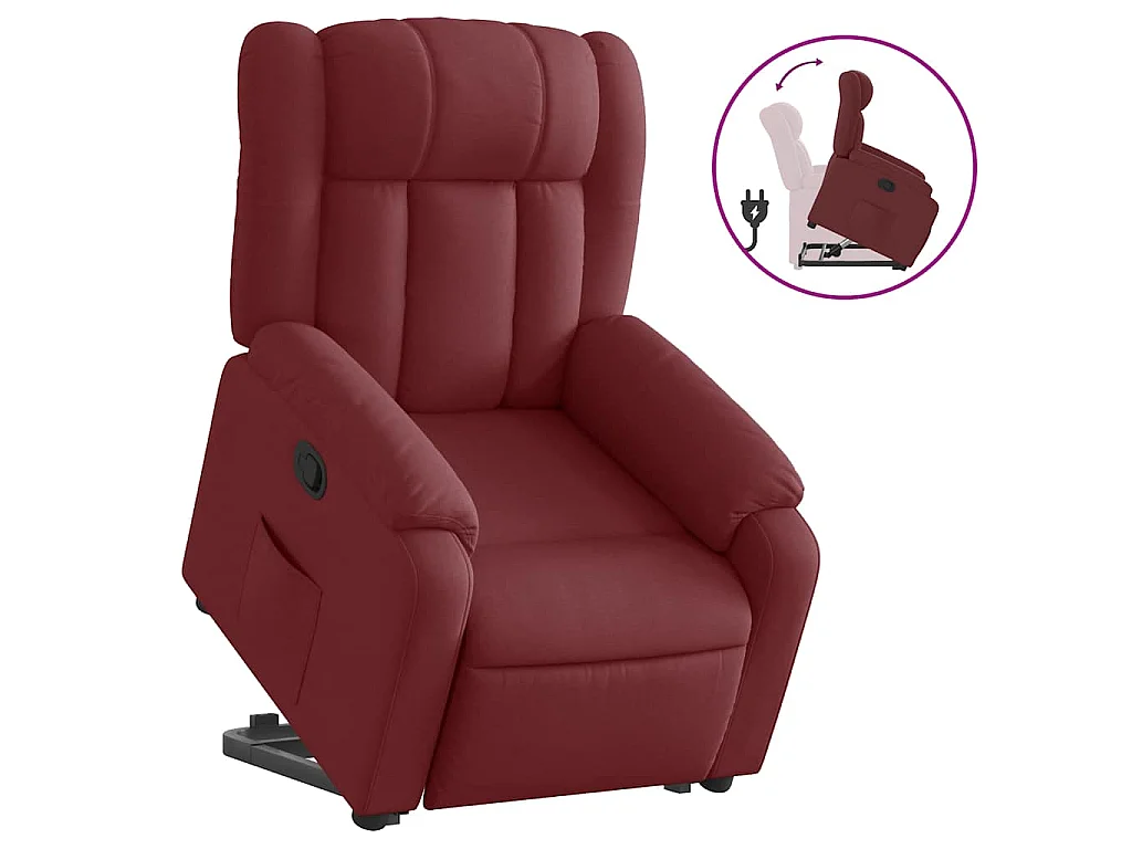 Poltrona Alzapersona Reclinabile Rosso Vino in Tessuto