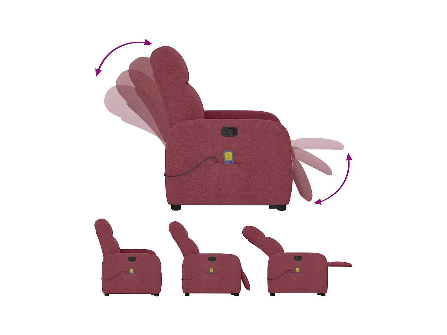 Fauteuil inclinable de massage Rouge bordeaux Tissu