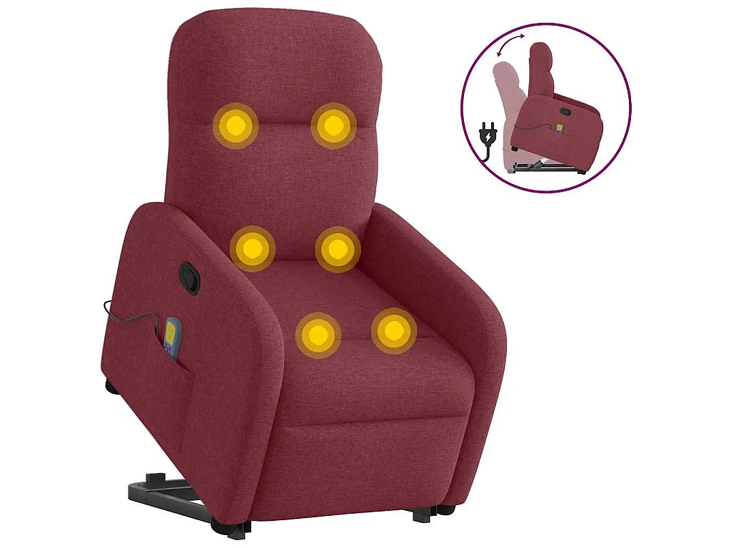 Fauteuil inclinable de massage Rouge bordeaux Tissu