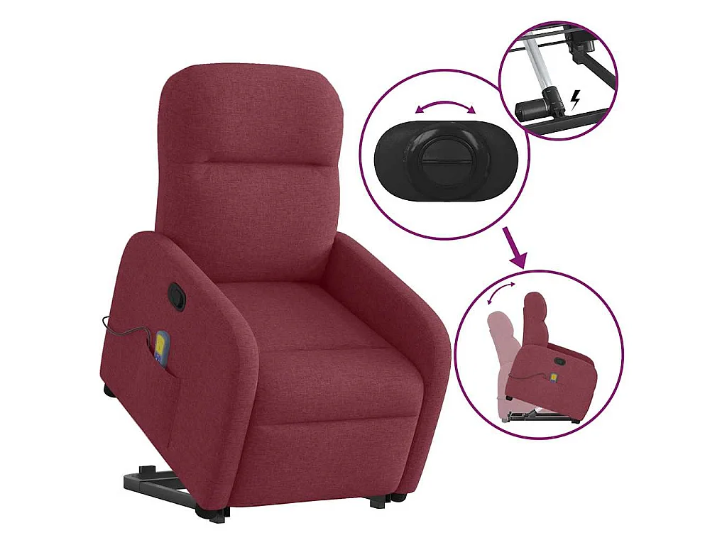 Fauteuil inclinable de massage Rouge bordeaux Tissu
