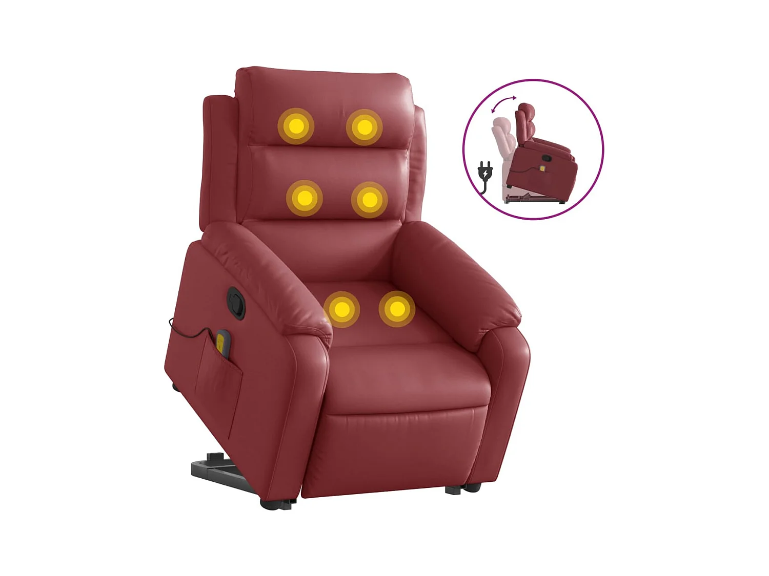 Fauteuil inclinable de massage Rouge bordeaux Similicuir