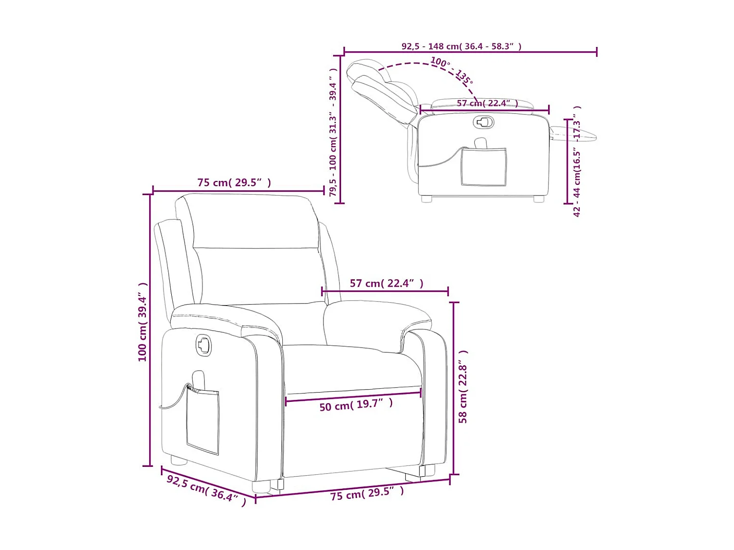 Massagesessel mit Aufstehhilfe Weinrot Kunstleder