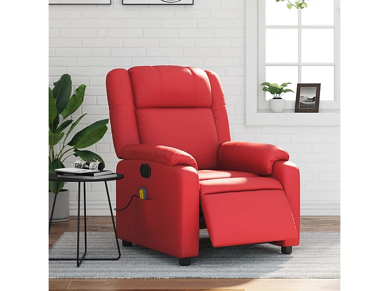 Fauteuil de massage inclinable électrique rouge similicuir