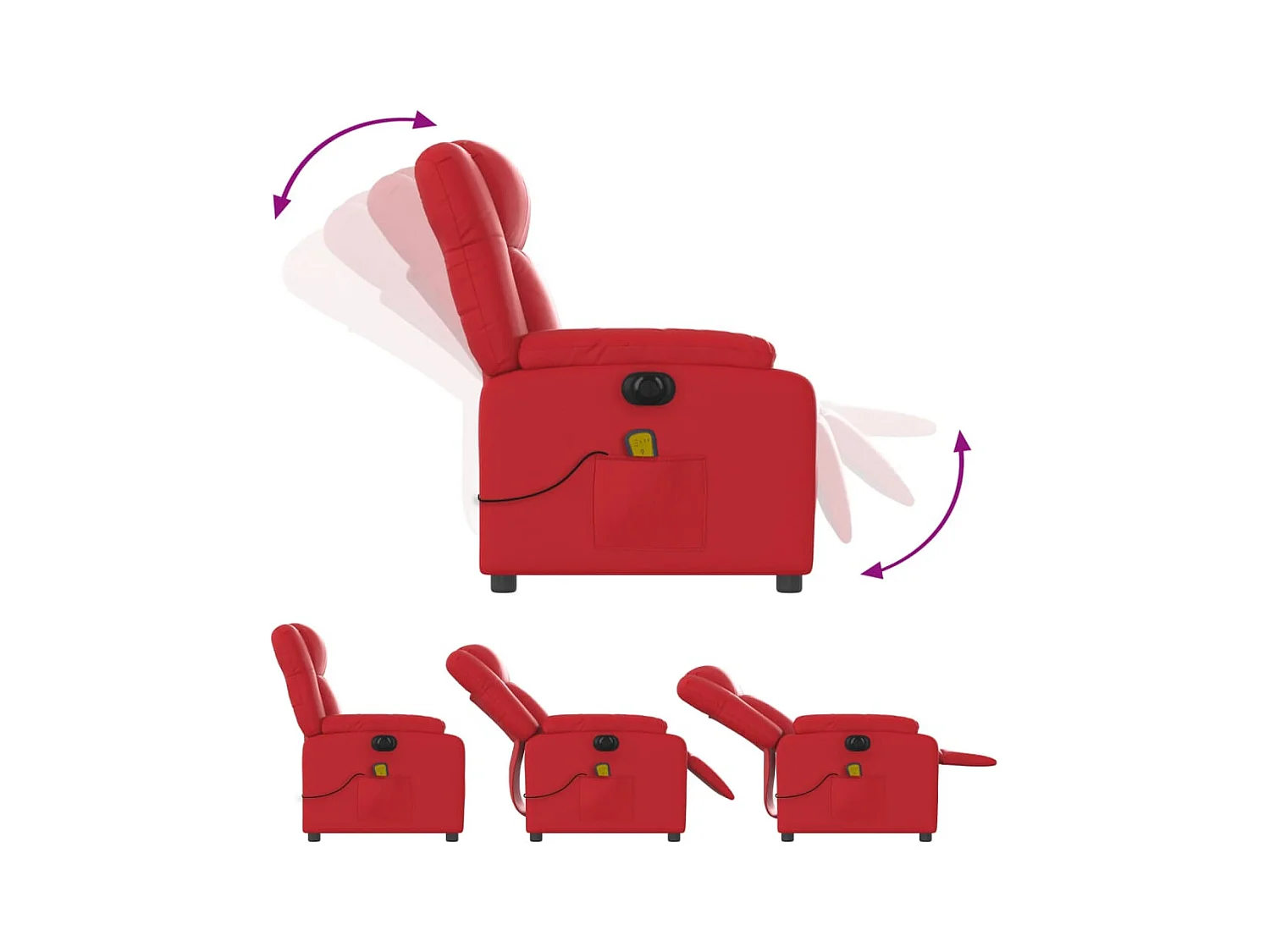 Fauteuil de massage inclinable électrique rouge similicuir