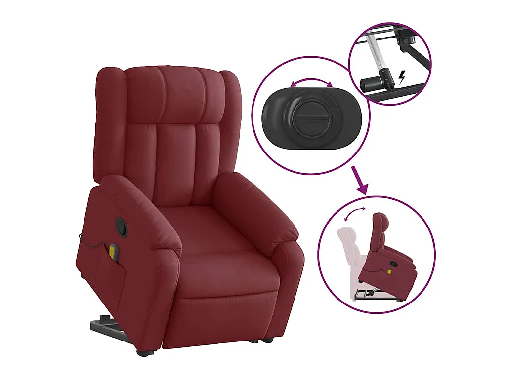 Fauteuil inclinable de massage Rouge bordeaux Tissu