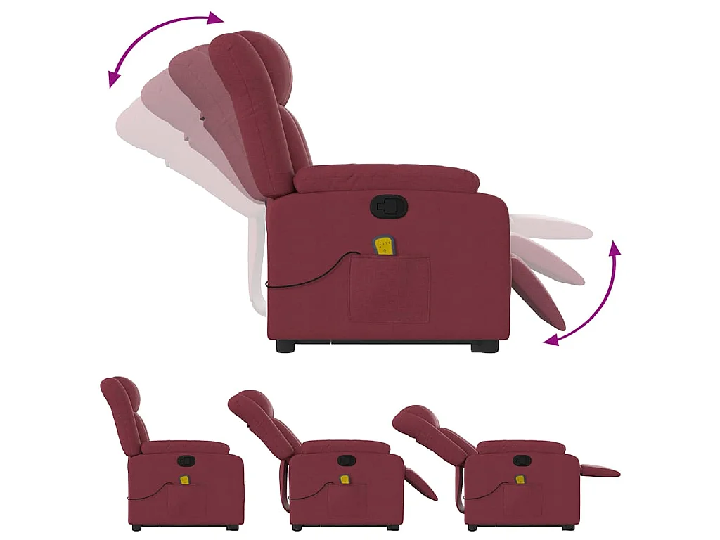 Fauteuil inclinable de massage Rouge bordeaux Tissu