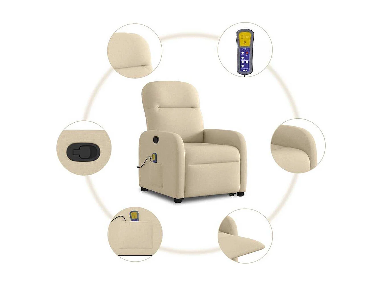 Fauteuil inclinable de massage Crème Tissu